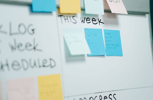 Colourful notes on a weekly planner